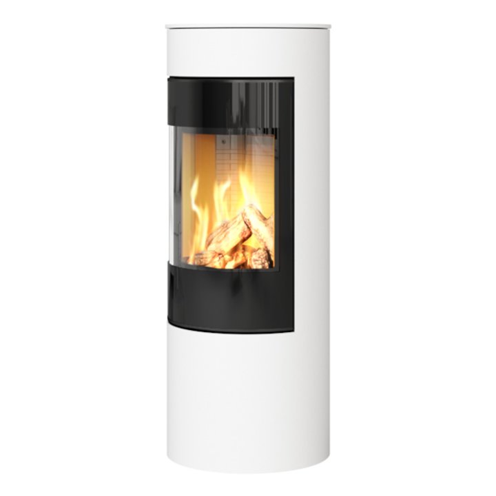 Rais Viva 120L Balanced Flue Gas Stove White Black Glass Framed Door Solid Sides - White