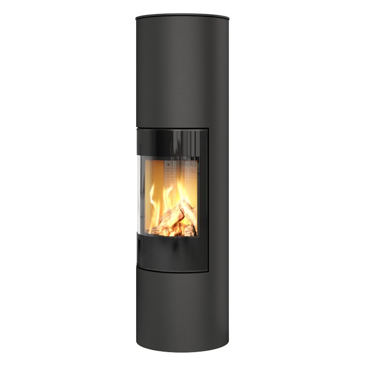 Rais Viva 160L Balanced Flue Gas Stove Black Black Glass Framed Door Solid Sides - Black