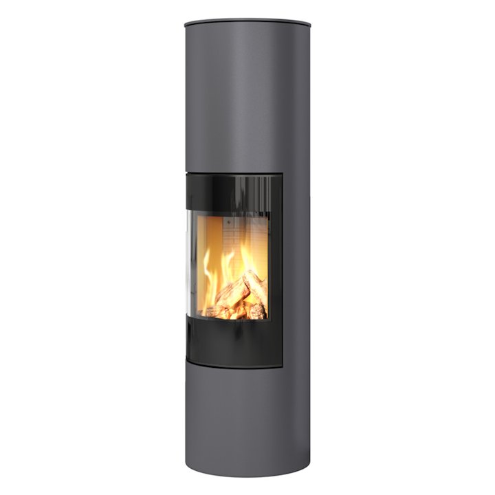 Rais Viva 160L Balanced Flue Gas Stove Platinum Black Glass Framed Door Solid Sides - Platinum