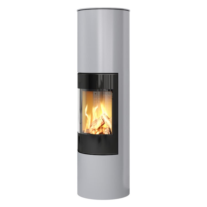 Rais Viva 160L Balanced Flue Gas Stove Silver Black Glass Framed Door Solid Sides - Silver Filigree