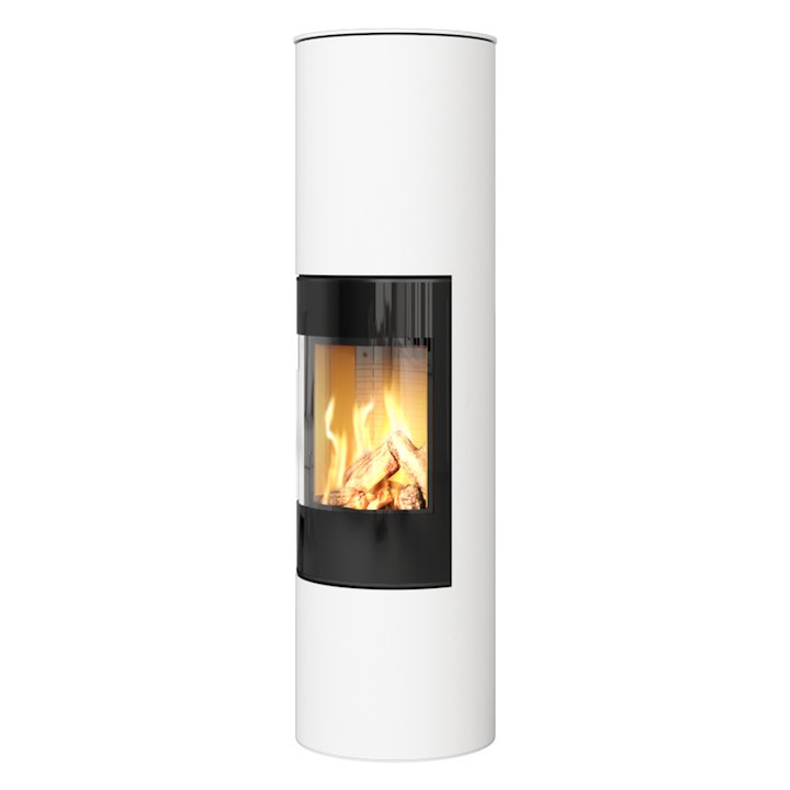 Rais Viva 160L Balanced Flue Gas Stove White Black Glass Framed Door Solid Sides - White