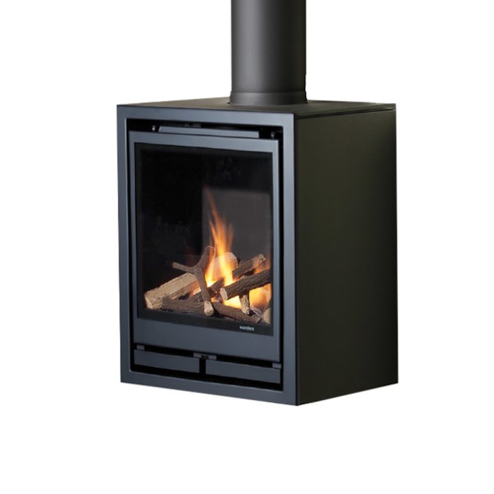 Wanders Square 40G Wall Mounted Balanced Flue Gas Stove - Black