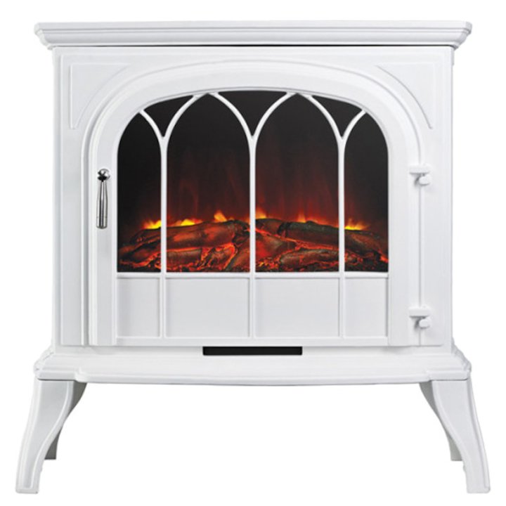 Ekofires 1250 Electric Stove White Tracery Glass Door - White