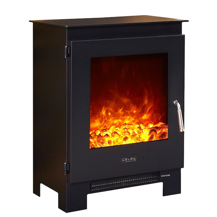 Celsi XD1 Electric Stove Black Metal Framed Door - Black