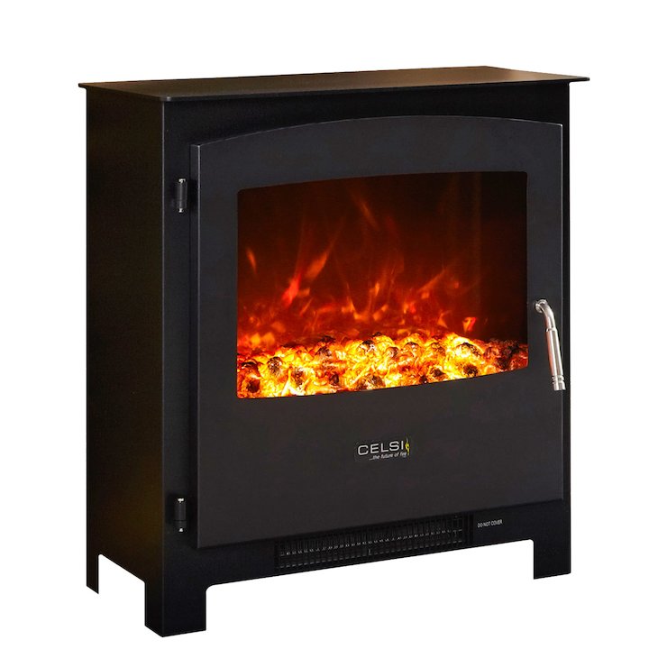 Celsi XD2 Electric Stove Black Metal Framed Door - Black