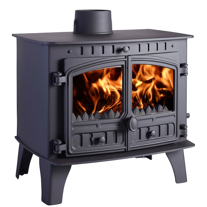 Hunter Herald 14 Multifuel Boiler Stove Black Double Doors - Black