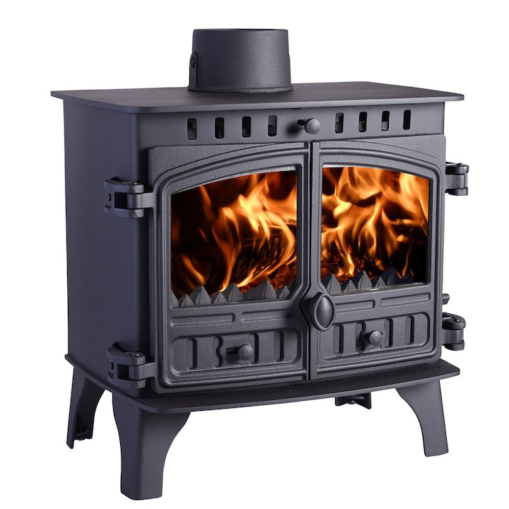 Hunter Herald 8 Multifuel Boiler Stove Black Double Doors - Black