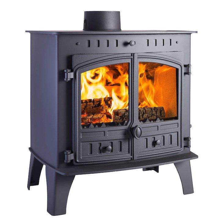 Hunter Herald 80B Multifuel Boiler Stove Black Double Doors - Black