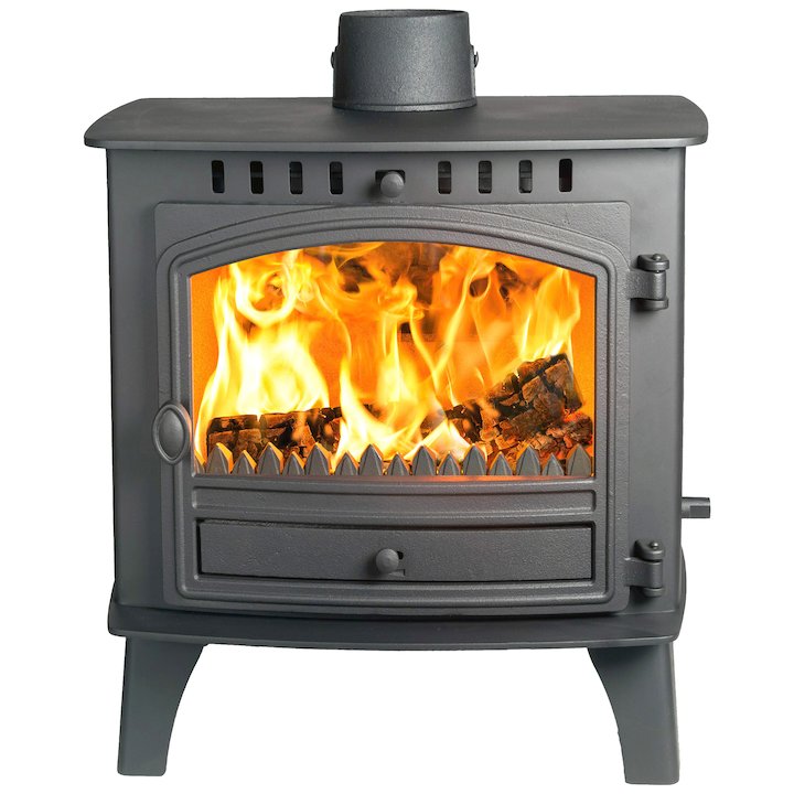 Hunter Herald 80B Multifuel Boiler Stove Black Single Door - Black