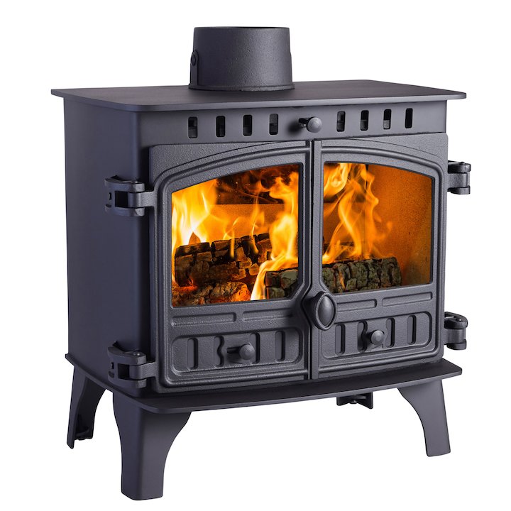 Hunter Herald 8 Wood Boiler Stove Black Double Doors - Black