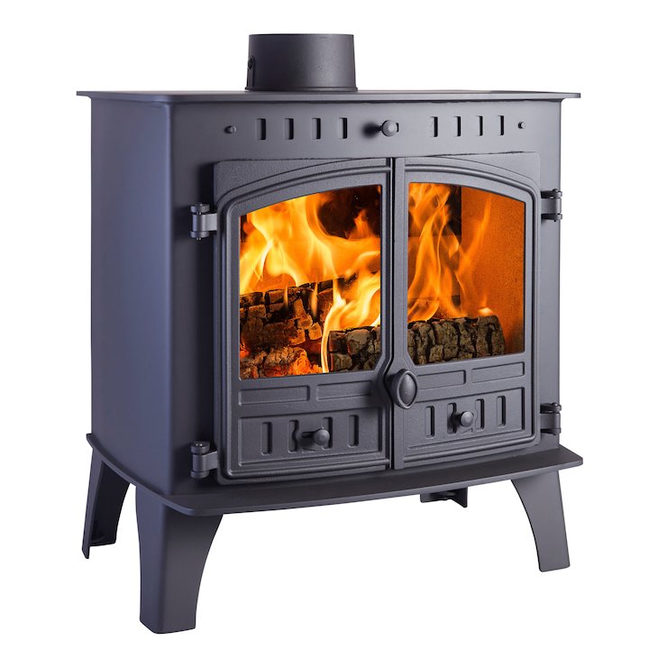 Hunter Herald 80b Wood Boiler Stove Black Double Doors - Black