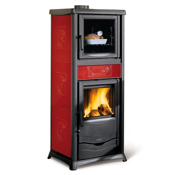 La Nordica Thermo Rosella Plus Forno DSA Wood Boiler Stove - With Oven - Bordeaux