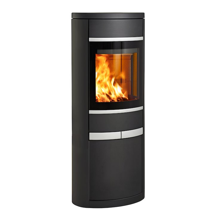 Scan 68 Cupboard Wood Stove Black Solid Sides Silver Trim - Black