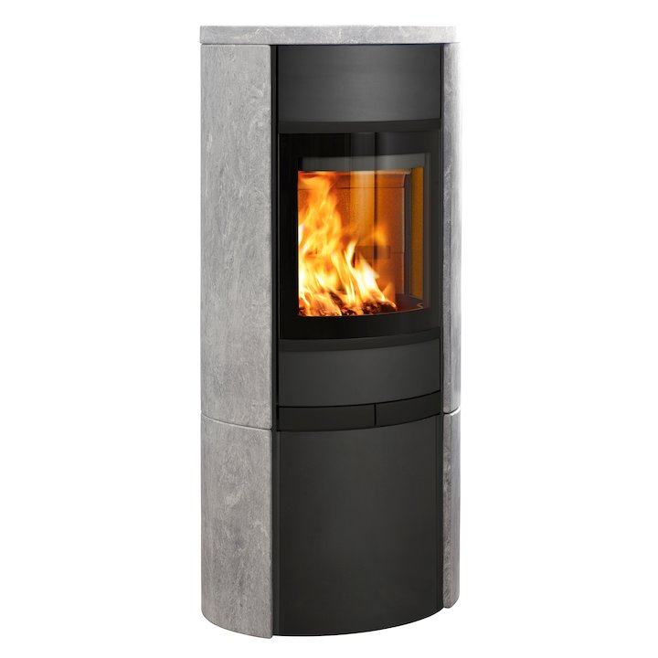 Scan 68 Cupboard Wood Stove Black/Soapstone Solid Sides Black Trim - Black / Soapstone