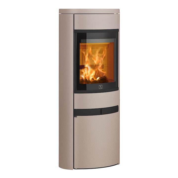Scan 68 Cupboard Wood Stove Champagne Solid Sides Black Trim - Champagne