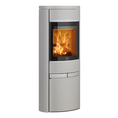 Scan 68 Cupboard Wood Stove Silver Solid Sides Silver Trim