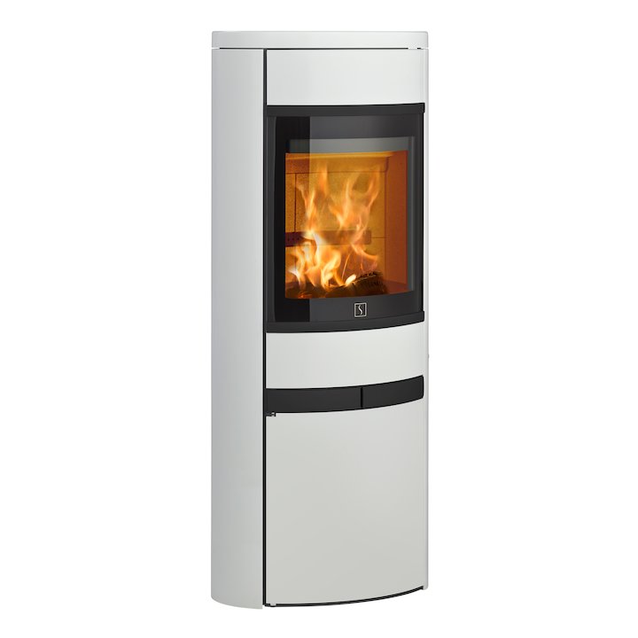 Scan 68 Cupboard Wood Stove White Solid Sides Black Trim - White