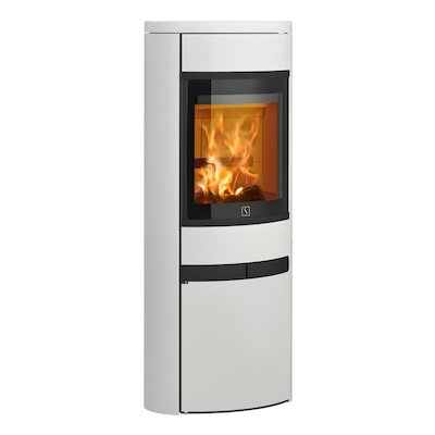 Scan 68 Cupboard Wood Stove White Solid Sides Black Trim