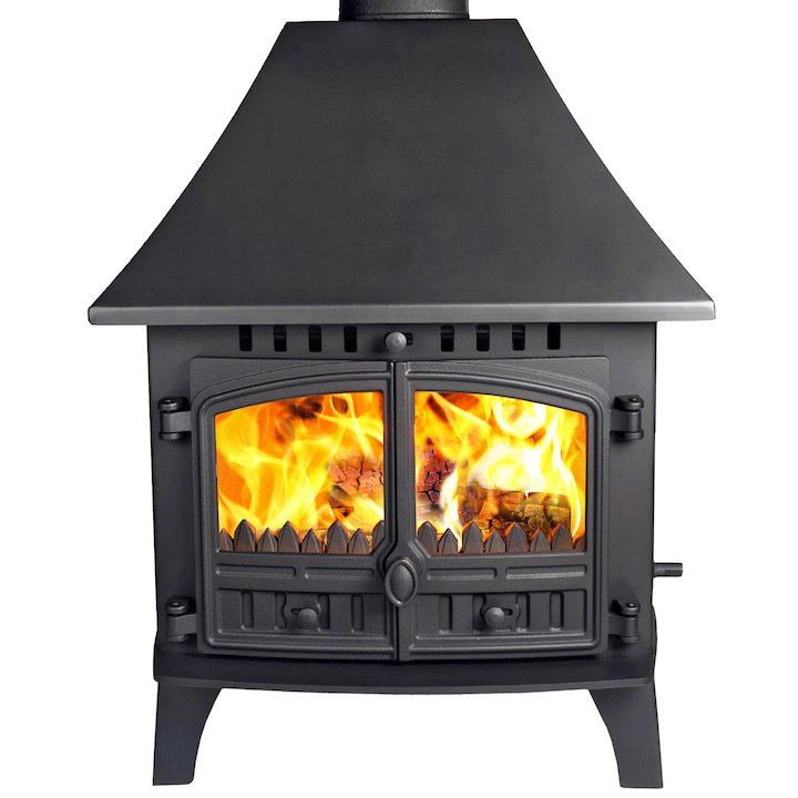 Hunter Herald 14 Double Sided HC Multifuel Stove Black Double Doors - Black