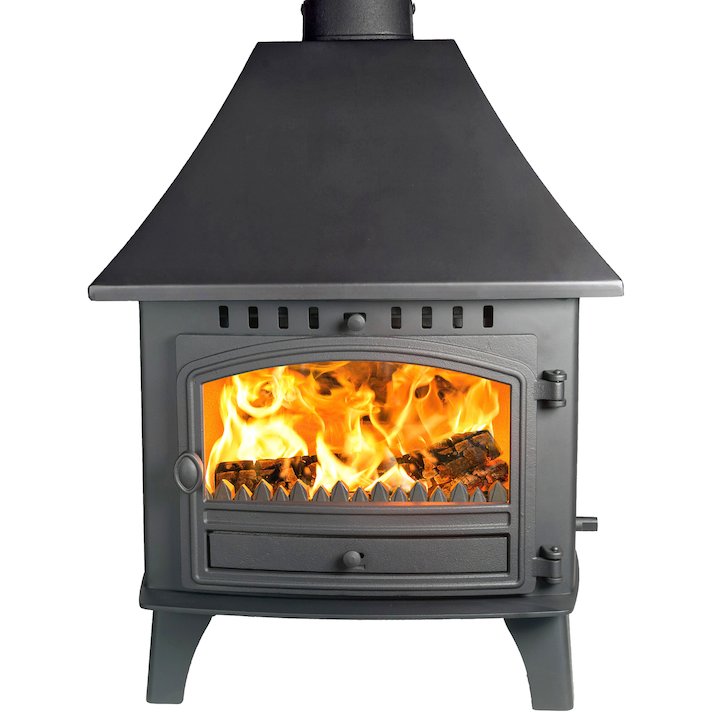 Hunter Herald 14 Double Sided HC Wood Stove Black Single Door - Black