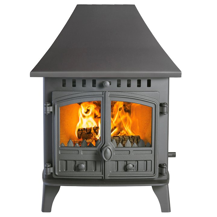 Hunter Herald 6 Double Sided HC Multifuel Stove Black Double Doors - Black