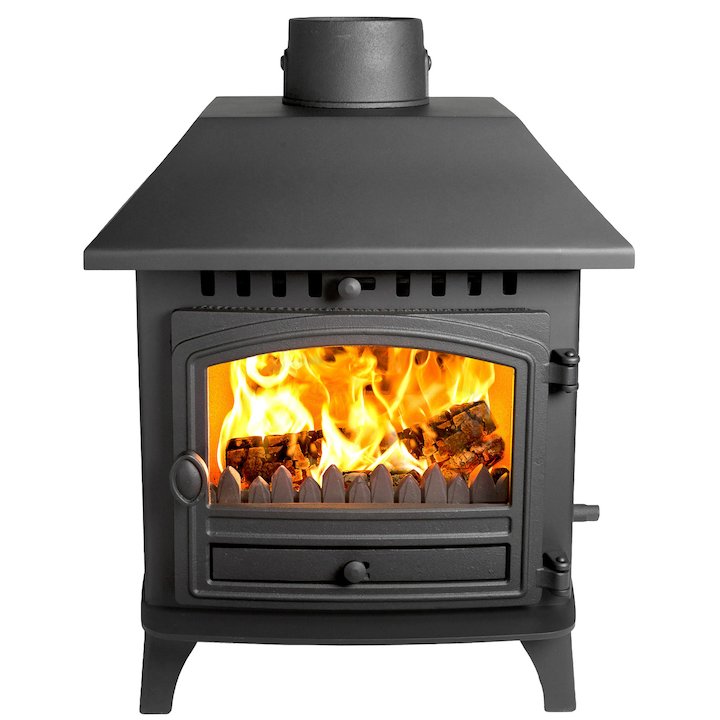 Hunter Herald 6 Double Sided LC Multifuel Stove Black Single Door - Black