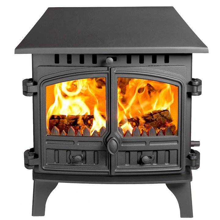 Hunter Herald 8 Double Sided LC Multifuel Stove Black Double Doors - Black