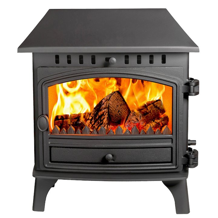 Hunter Herald 8 Double Sided LC Multifuel Stove Black Single Door - Black