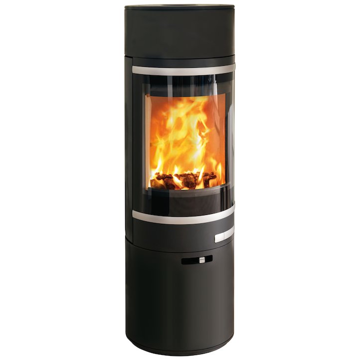 Scan 85 Maxi LH Wood Stove Black Silver Trim - Black