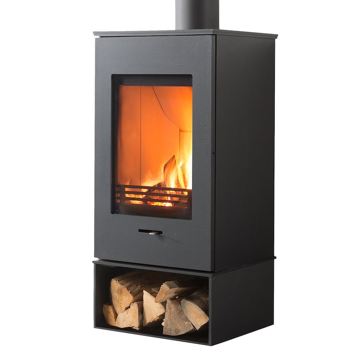 Wanders Elm Short Logstore Wood Stove - Black