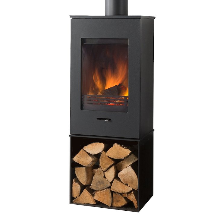 Wanders Elm Tall Logstore Wood Stove - Black