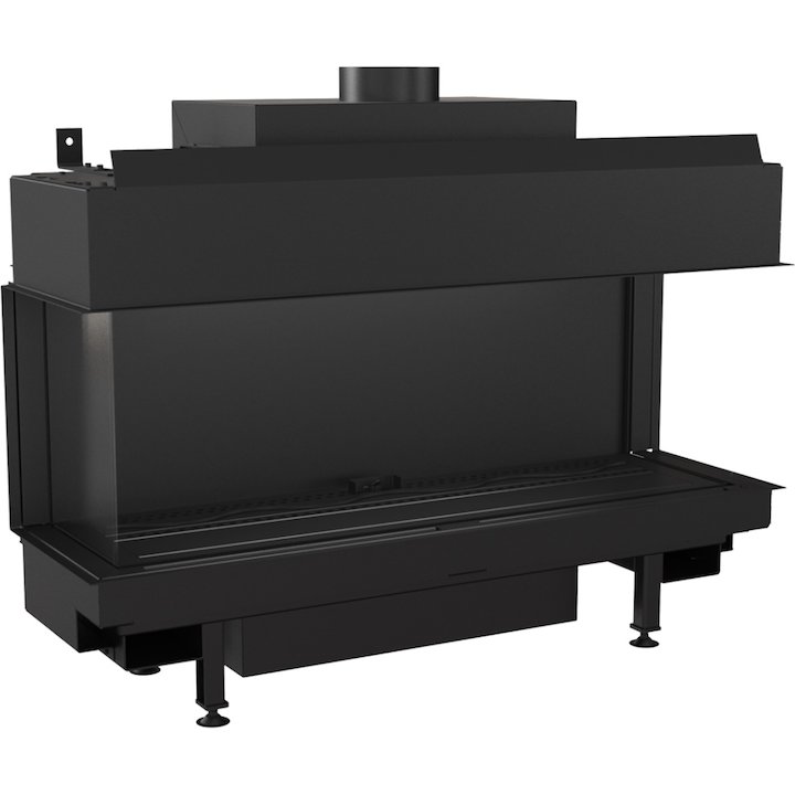 Kratki Leo 100 Conventional Flue Built-In Gas Fire - Three Sided - Black