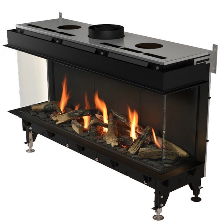 Planika Valentino 1000 Balanced Flue Built-In Gas Fire - Three Sided - Black