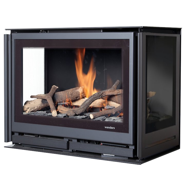 Wanders Square 60G Trilateral Balanced Flue Gas Fire - Three Sided - Black