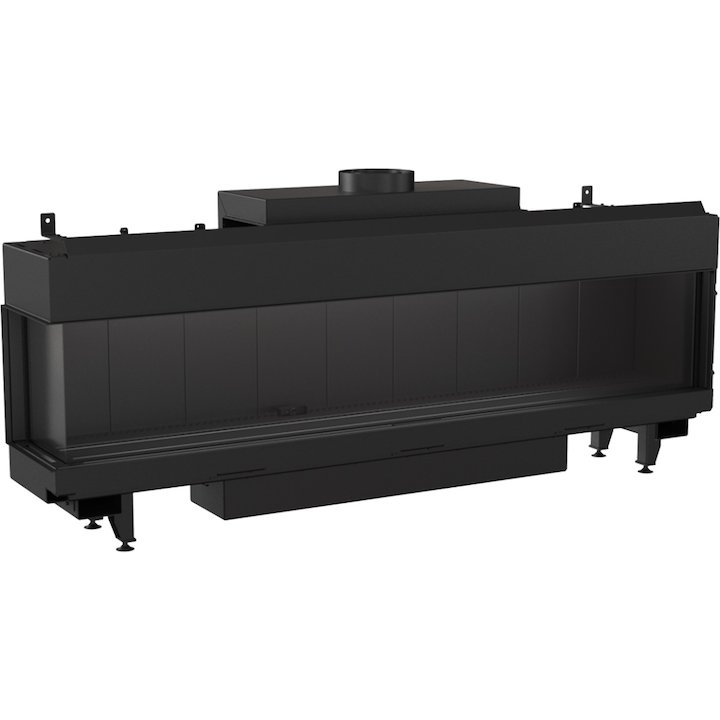 Kratki Leo 200 Conventional Flue Built-In Gas Fire - Corner Black Natural Gas - Black