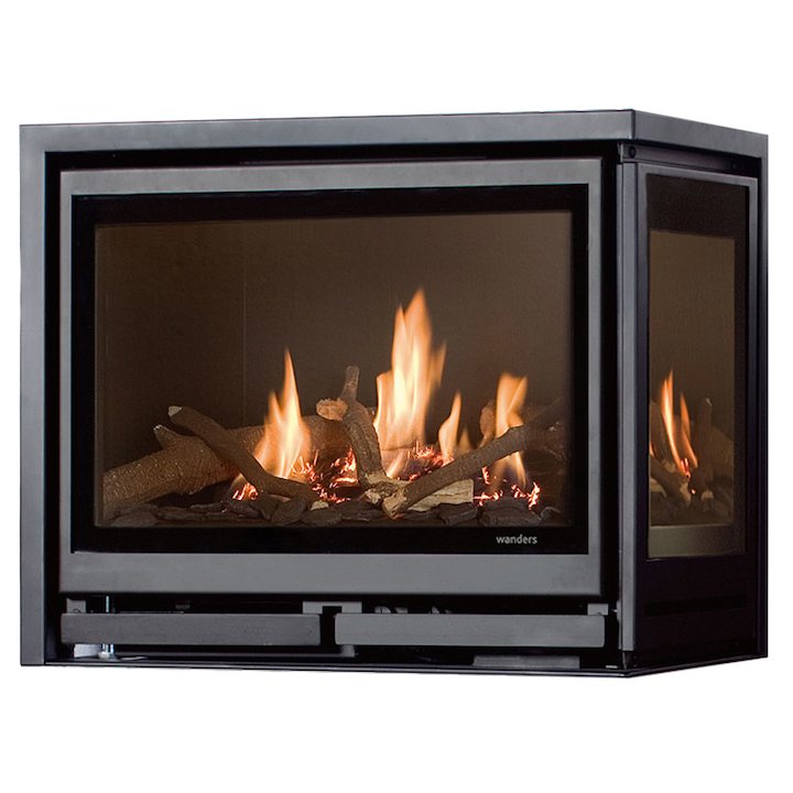 Wanders Square 60G Corner Balanced Flue Gas Fire - Corner Anthracite Right Side Glass - Anthracite
