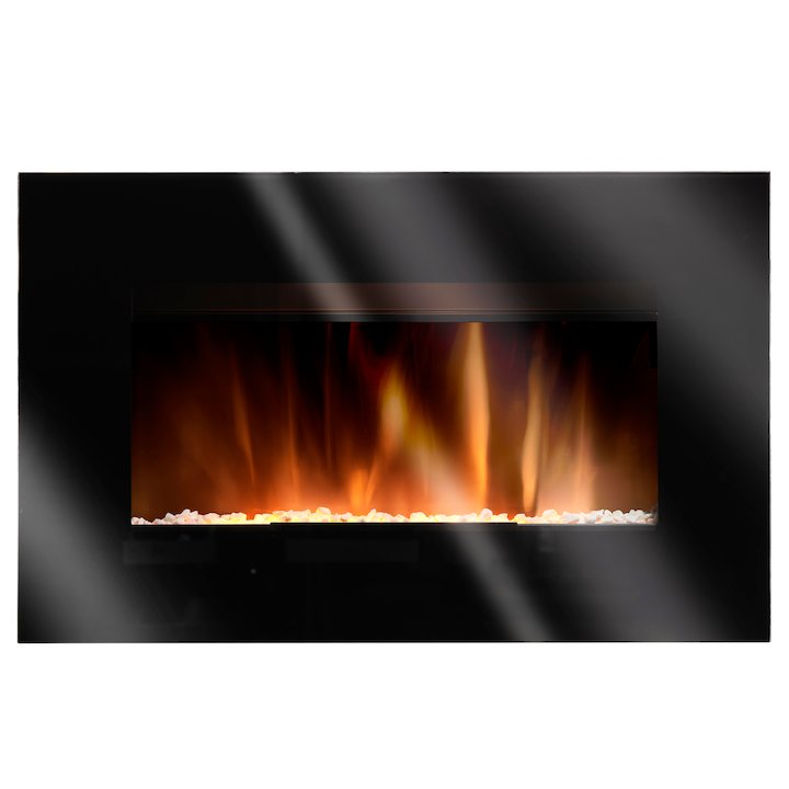 Burley Langham Wall Mounted Electric Fire - Black Glass