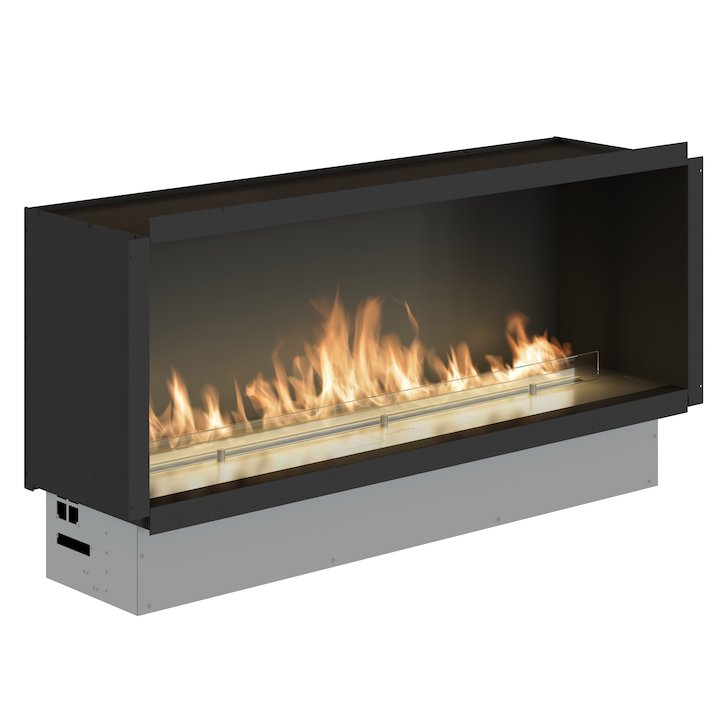 Planika Fireline FLA3/1490 Bio-Ethanol Cassette Fire - Frontal - Stainless Steel