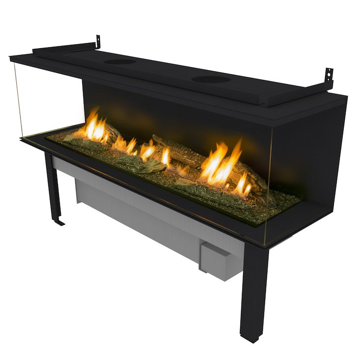 Planika Fireline FLA3 XL Suite Bio-Ethanol Cassette Fire - Frontal - Stainless Steel
