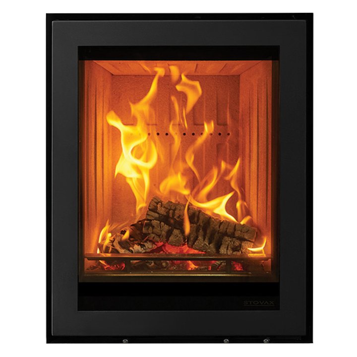 Stovax Elise 540 Tall Wood Cassette Fire Black Frameless/Edge - Black