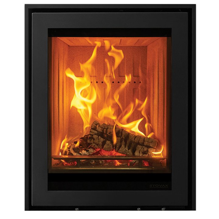 Stovax Elise 540 Tall Wood Cassette Fire Black Three Sided Edge+ Frame - Black