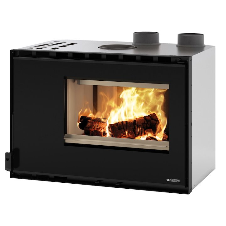 La Nordica Crystal 80 HPS Wood Cassette Fire - Black Glass