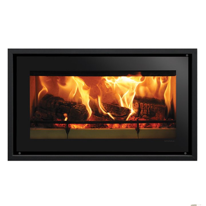 Riva Studio 1 Wood Cassette Fire Black Glass Four Sided Edge+ Frame - Black Glass
