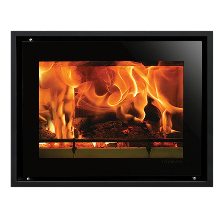 Riva Studio 500 Wood Cassette Fire Black Glass Four Sided Edge+ Frame - Black Glass