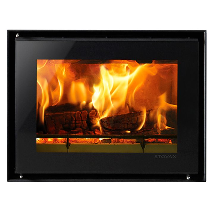 Riva Studio 500 Wood Cassette Fire Black Glass Frameless/Edge - Black Glass