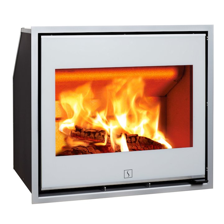 Scan 1001 Wood Cassette Fire White Glass Chrome Trim - White Glass