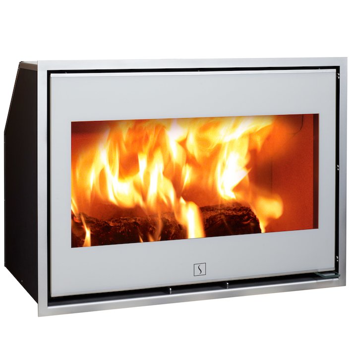 Scan 1002 Wood Cassette Fire White Glass Chrome Trim - White Glass