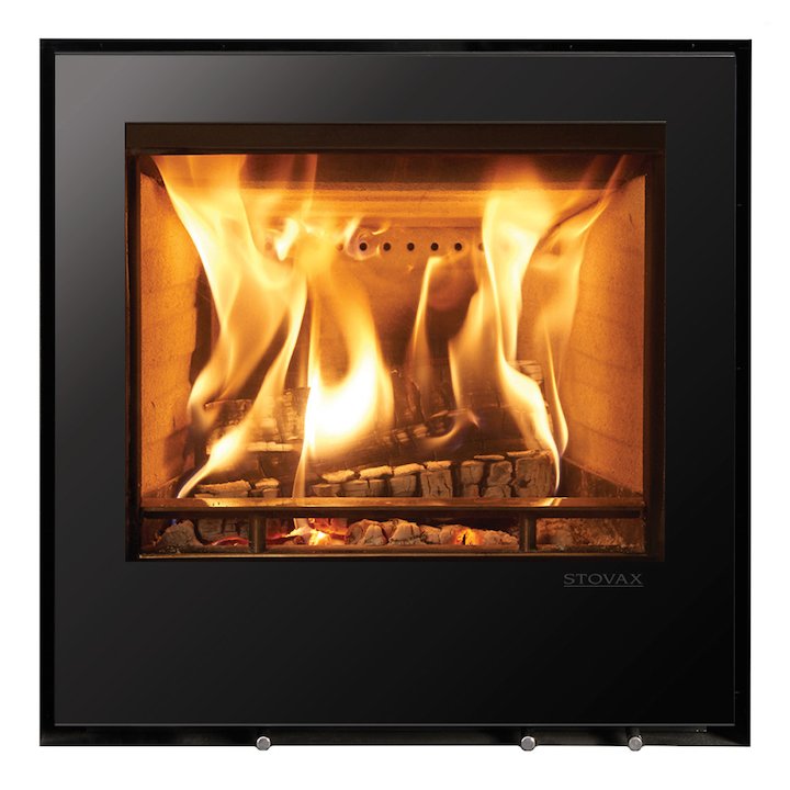Stovax Elise 540 Wood Cassette Fire Black Glass Frameless/Edge - Black Glass