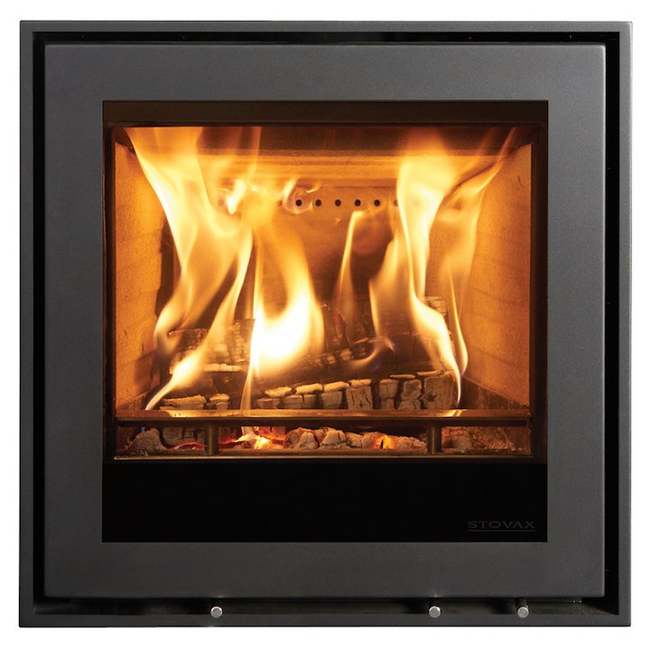 Stovax Elise 540 Wood Cassette Fire Black Four Sided Edge+ Frame - Black