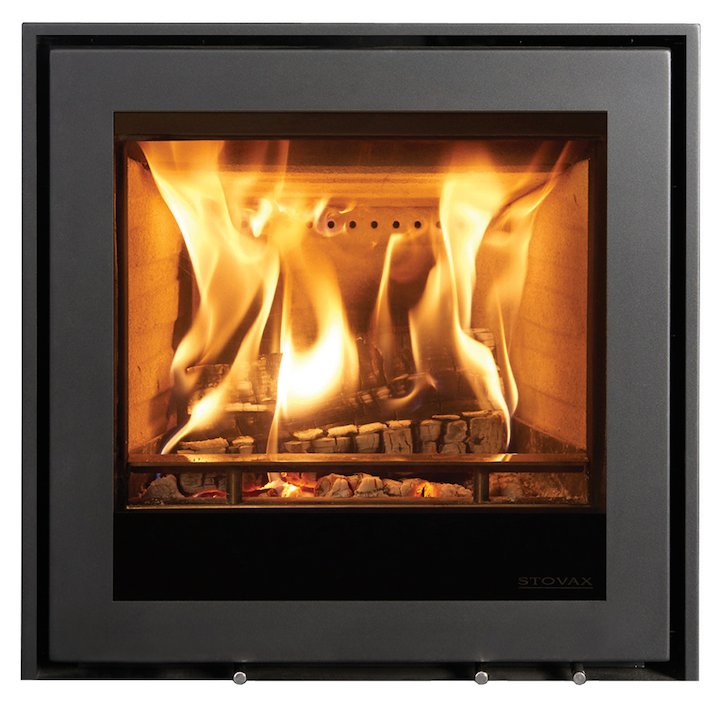 Stovax Elise 540 Wood Cassette Fire Black Three Sided Edge+ Frame - Black